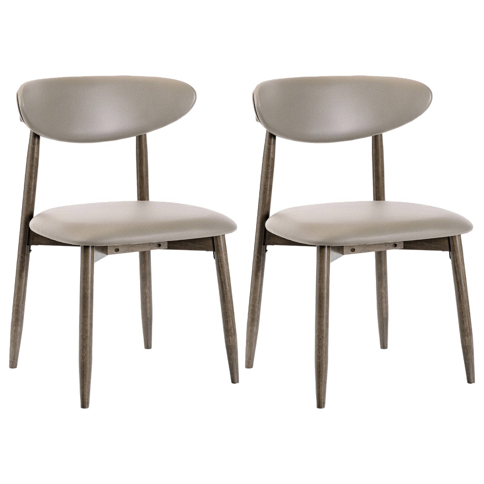 Alt View 9. Gymax - Gymax Wooden Dining Chairs Set of 4 Upholstered Kitchen Chairs w/ Curved Backrest Gray - Gray.