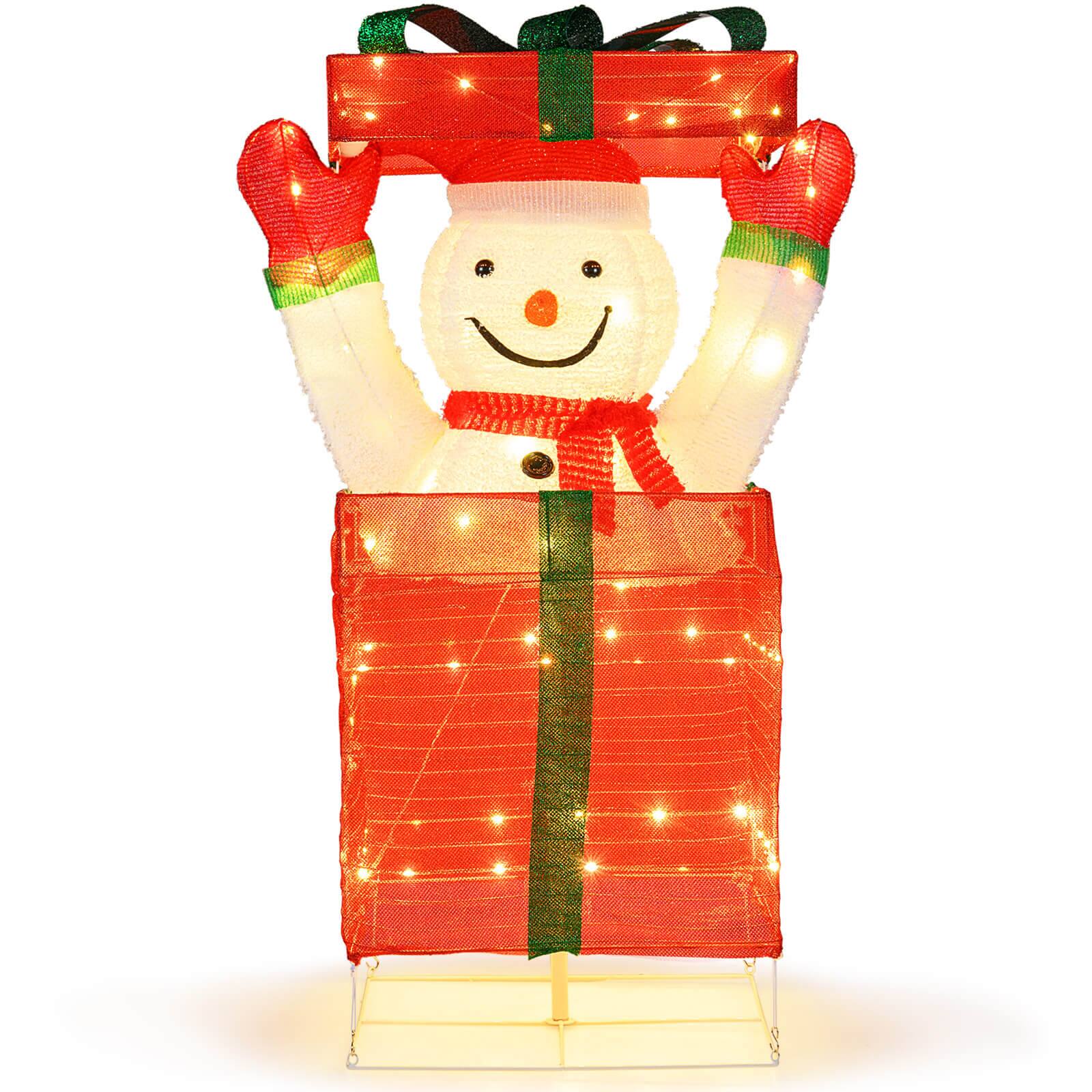 Alt View 10. Costway - Costway Lighted Snowman in Gift Box Christmas Decoration with 100 LED Lights for Home Lawn - Multicolor.