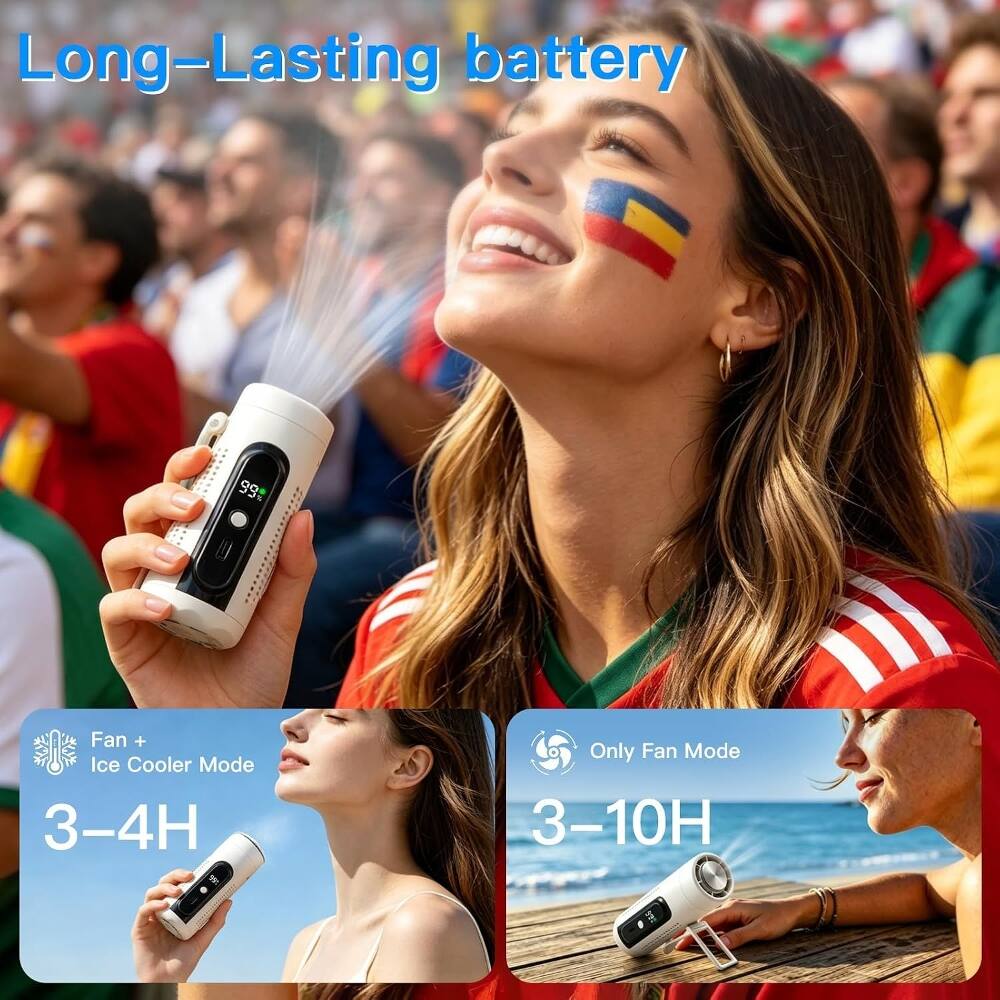 Long-Lasting battery  
99t Fan + Ice Cooler Mode  
3-4H  
Only Fan Mode  
3-10H