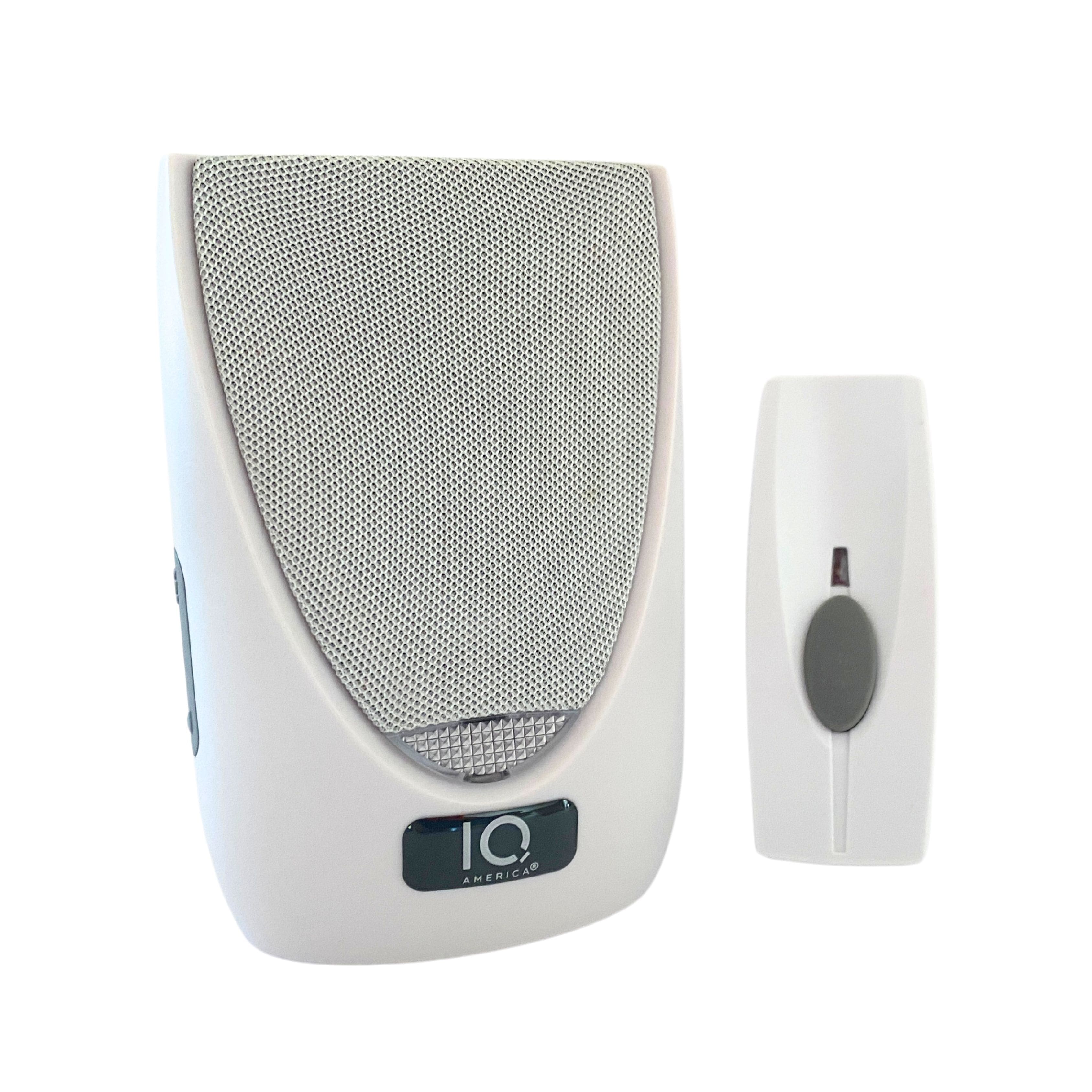 IQ America - Battery Powered Wireless Door Bell Chime with Visual Alert, 6 Chime tones, 4 Volume Levels, 1 Button - White