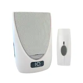 IQ America - Battery Powered Wireless Door Bell Chime with Visual Alert, 6 Chime tones, 4 Volume Levels, 1 Button - White