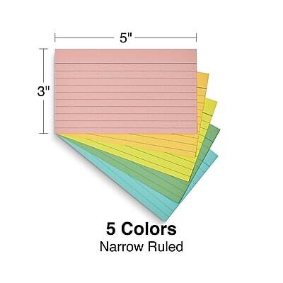 5" x 3"  
5 Colors  
Narrow Ruled