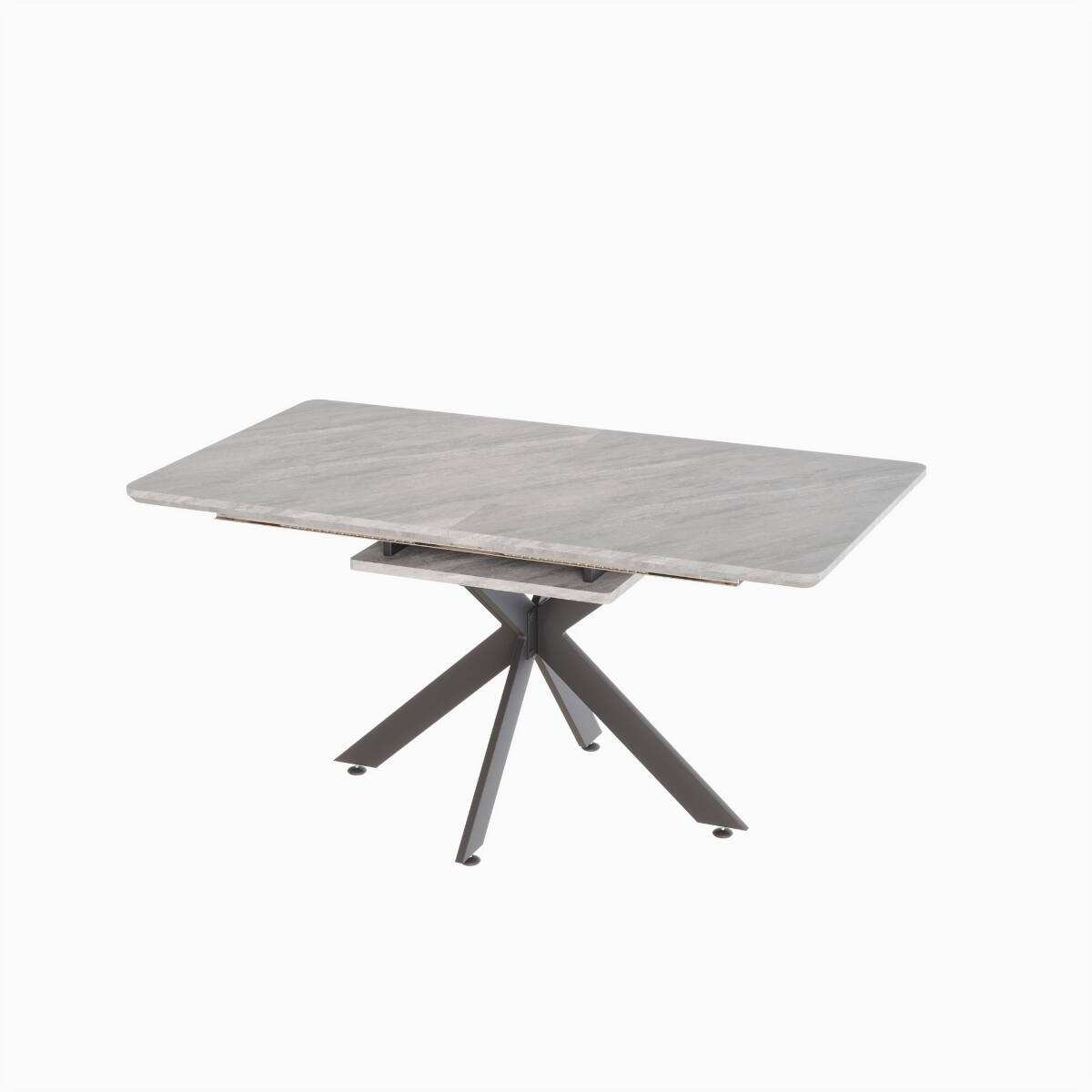 Alt View 2. Loheer - Loheer Extendable Dining Table, Gray MDF Top with Black Metal X Legs, Seats 8 to 10 - Gray and black.