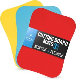 Zulay Kitchen - Non-Slip Flexible Cutting Board Set - Dishwasher Friendly Cutting Mats For Cooking - Sky Blue, Yellow, Red