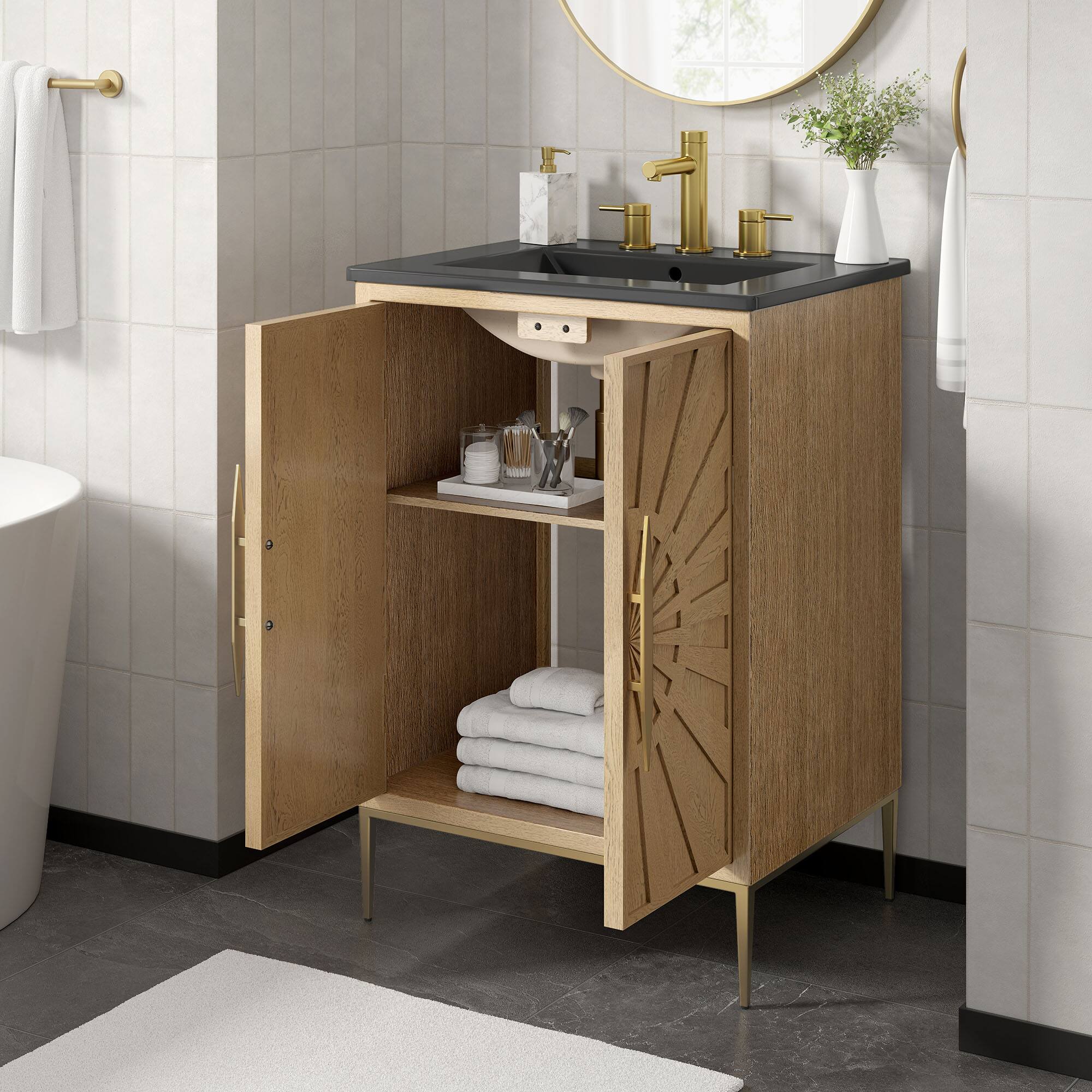 Alt View 1. Modway - Awaken 24" Bathroom Vanity by Modway - Oak Black.