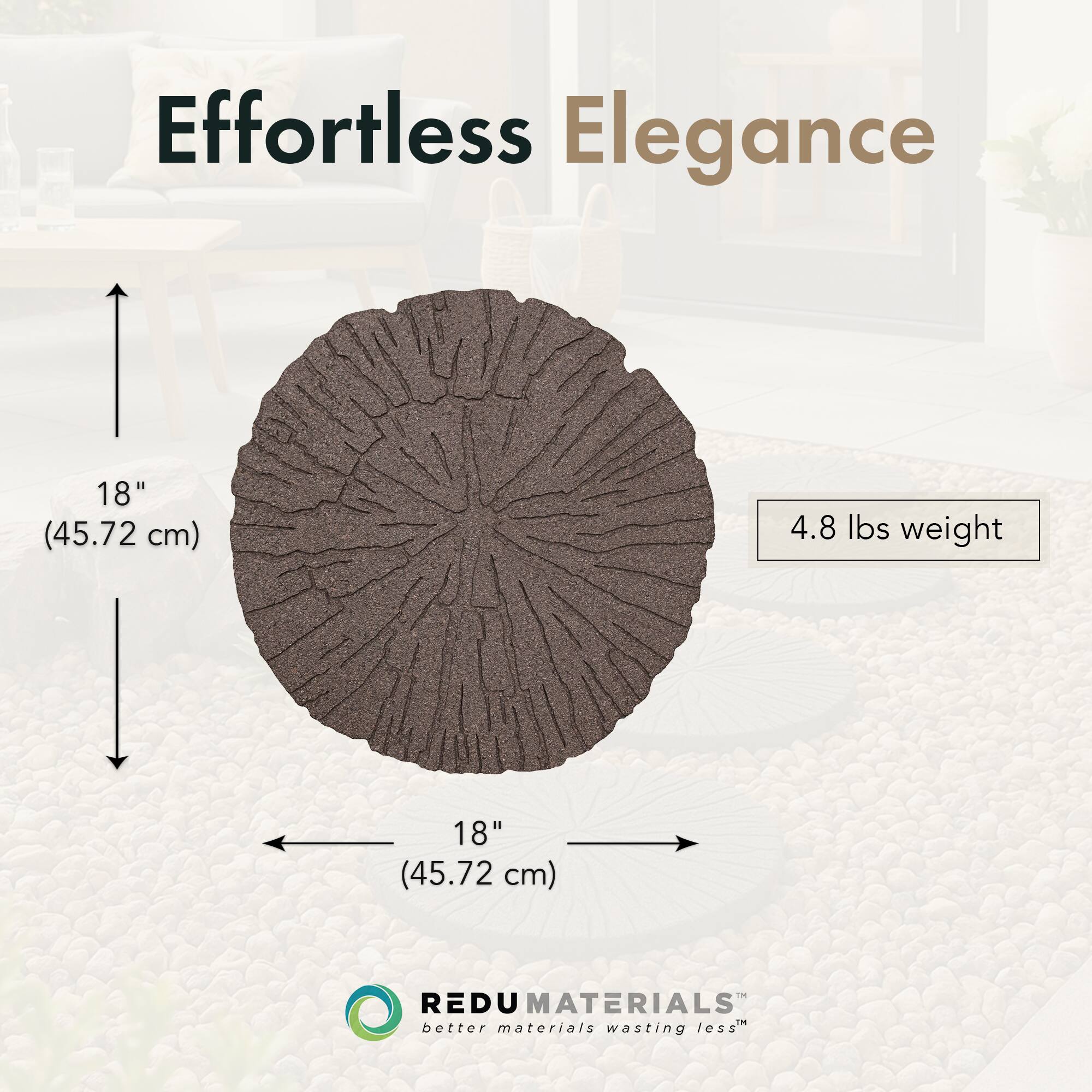 Effortless Elegance

18" (45.72 cm)  
4.8 lbs weight

18" (45.72 cm)

REDU MATERIALS  
better materials wasting less™