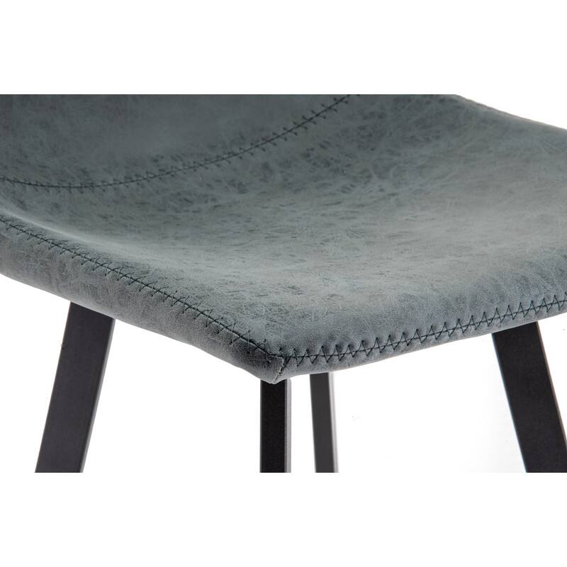 Alt View 2. LeisureMod - Elland 2 Pcs Modern Upholstered Leather Bar Stool with Iron Legs and Footrest, Counter Height Dining Stool - Peacock Blue.