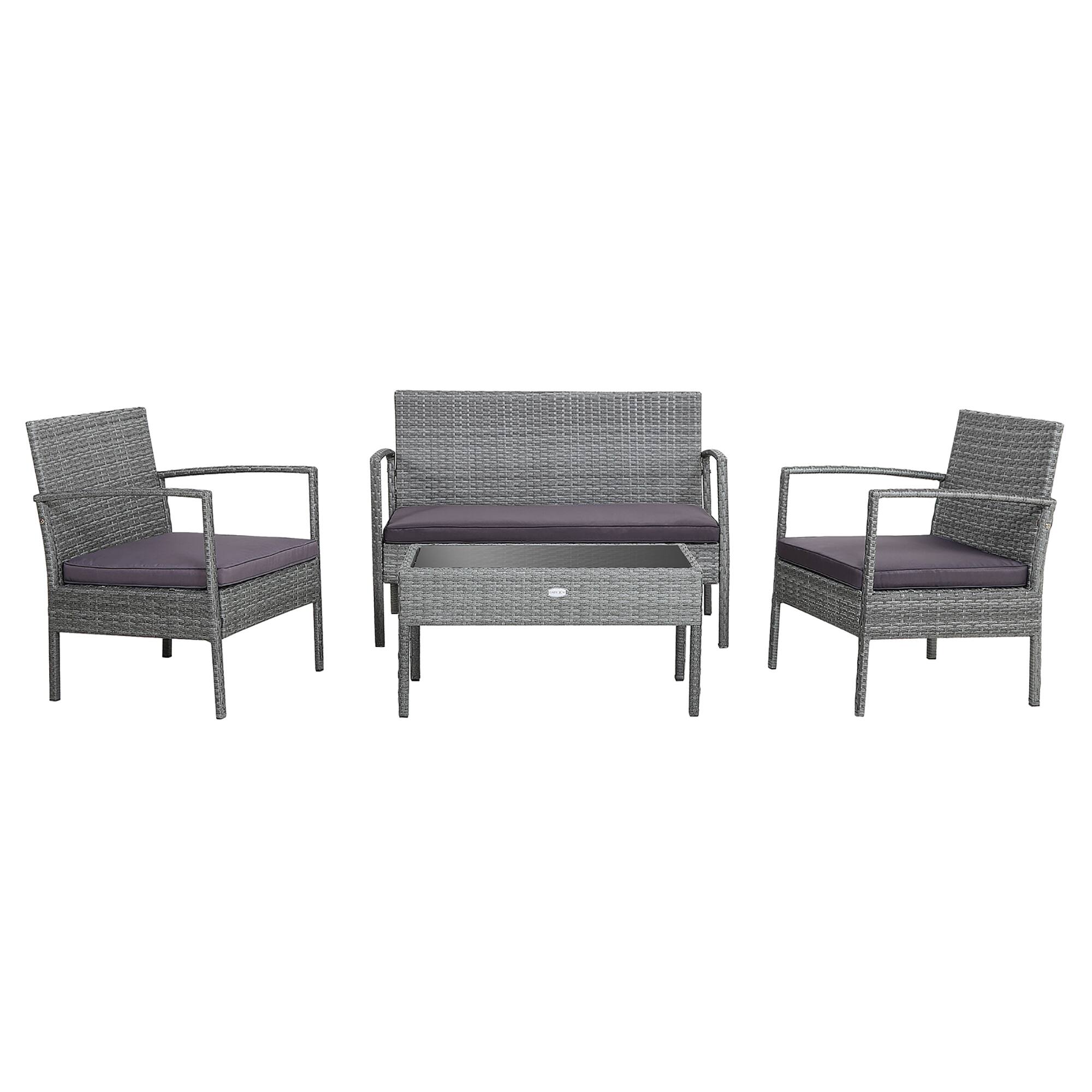 Alt View 9. Costway - Costway 4 PCS Outdoor Rattan Furniture Set Patio Conversation Sofa Set Cushioned - Grey.