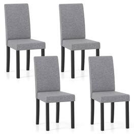 Costway - Dining Chair Set of 4 Fabric Upholstered Rubber Wood Legs Side Armless - Gray