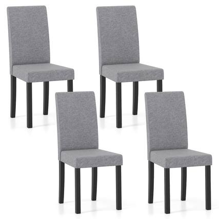 Front. Costway - Costway Dining Chair Set of 4 Fabric Upholstered Rubber Wood Legs Side Armless - Gray.