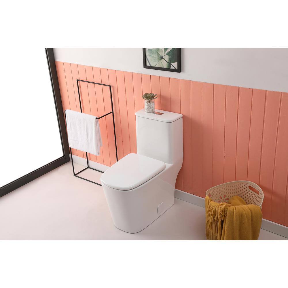 Alt View 9. Elegant Kitchen and Bath - Winslet One-piece floor Square Toilet 27x14x31 in White - White.