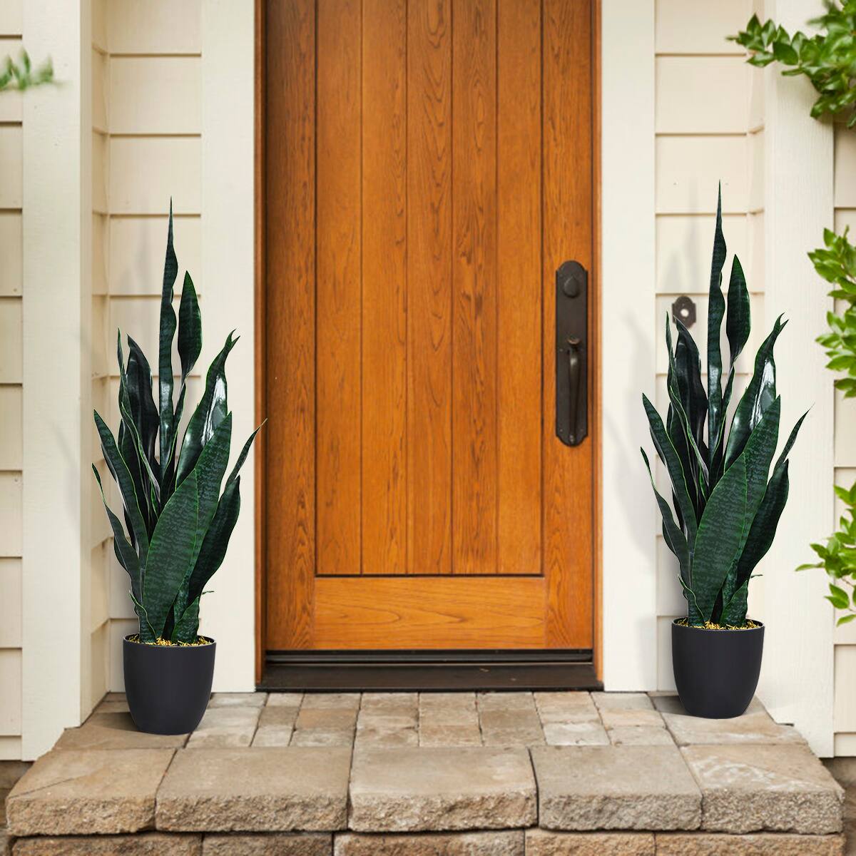 Alt View 3. Costway - Costway Artificial Snake Plant 35.5"Fake Sansevieria Indoor-Patio Decor Green - Green.