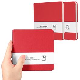 Unique Bargains - 3pcs 5.5x5.5 Inch Small Sketchbook, 24/48pg 300GSM Watercolor Paper Pad Square Tiny Pocket for Drawing Travel - Red