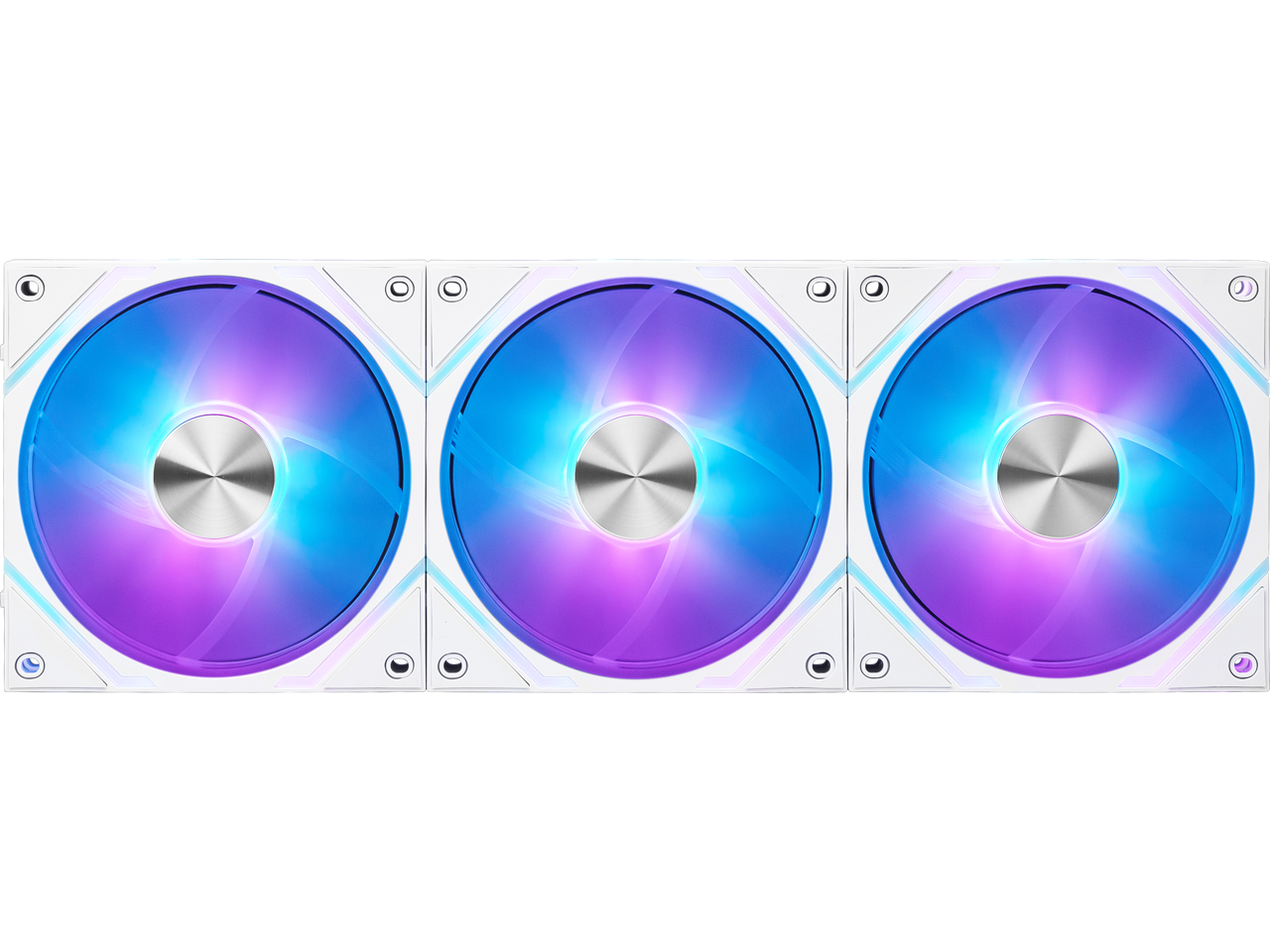 Front. MSI - MSI MPG EZ120 ARGB White Fan - 120mm, Magnetic Connector, Daisy-Chain, Fluid Bearing, 3 Pack - White.