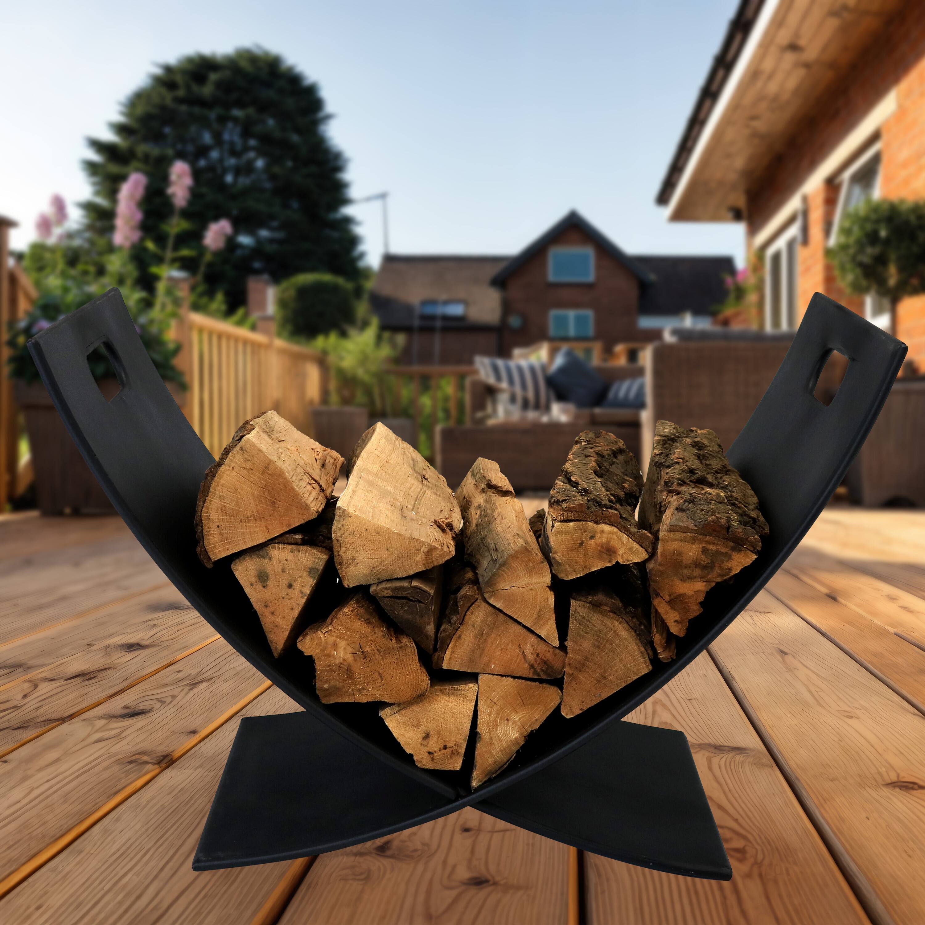 Alt View 9. Sunnydaze - 30 in Heavy-Duty Steel Firewood Log Rack - Black.