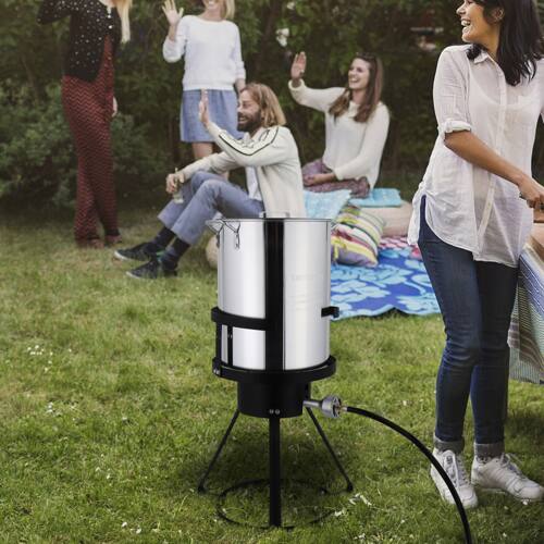 Alt View 10. Winado - 30QT Aluminum Turkey Deep Fryer Pot Boiling Lid Seafood Gas Stove Burner Stand for Camping - Sliver.