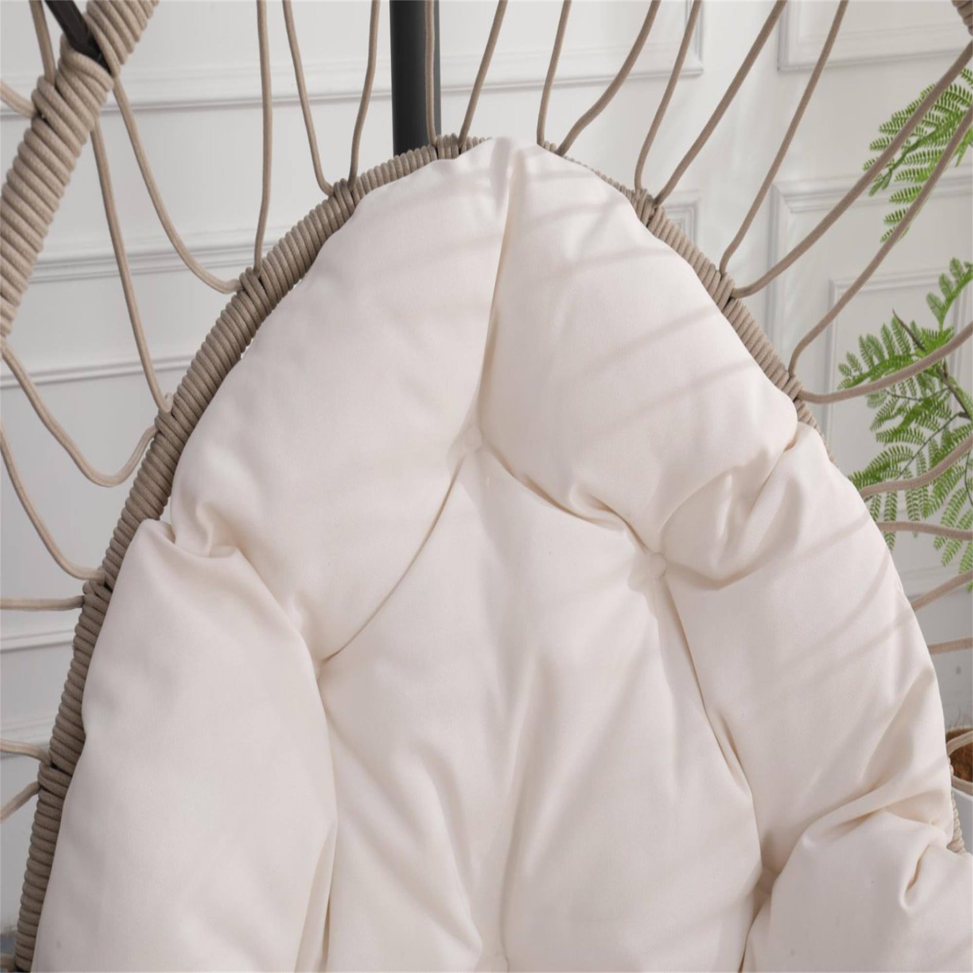 Alt View 1. Boyel Living - Beige Hanging Egg Chair with Stand Outdoor Patio Swing with Cushion and Pillow - Light Gray.