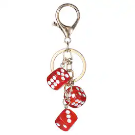Unique Bargains - Lucky Dice Keychain Charm, Resin 3D Cube Mini Dice Keyrings Holder with 3 Pendants for Bag, Wallet, Purse, Car, Phone - Dark Red
