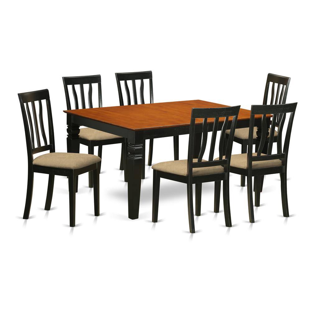 Back. East West Furniture - WEAN7-BCH-C 7 Pc Kitchen table set with a Dining Table and 6 Kitchen Chairs in Black - Black & Cherry.