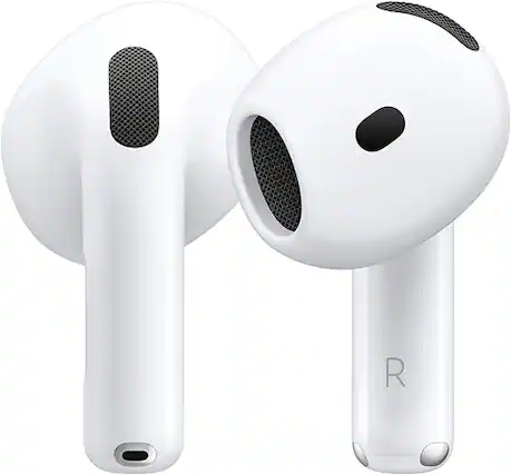 Front. Apple - Apple AirPods 4 Wireless Earbuds, Bluetooth Headphones, with Active Noise Cancellation, Wireless Charging - White.