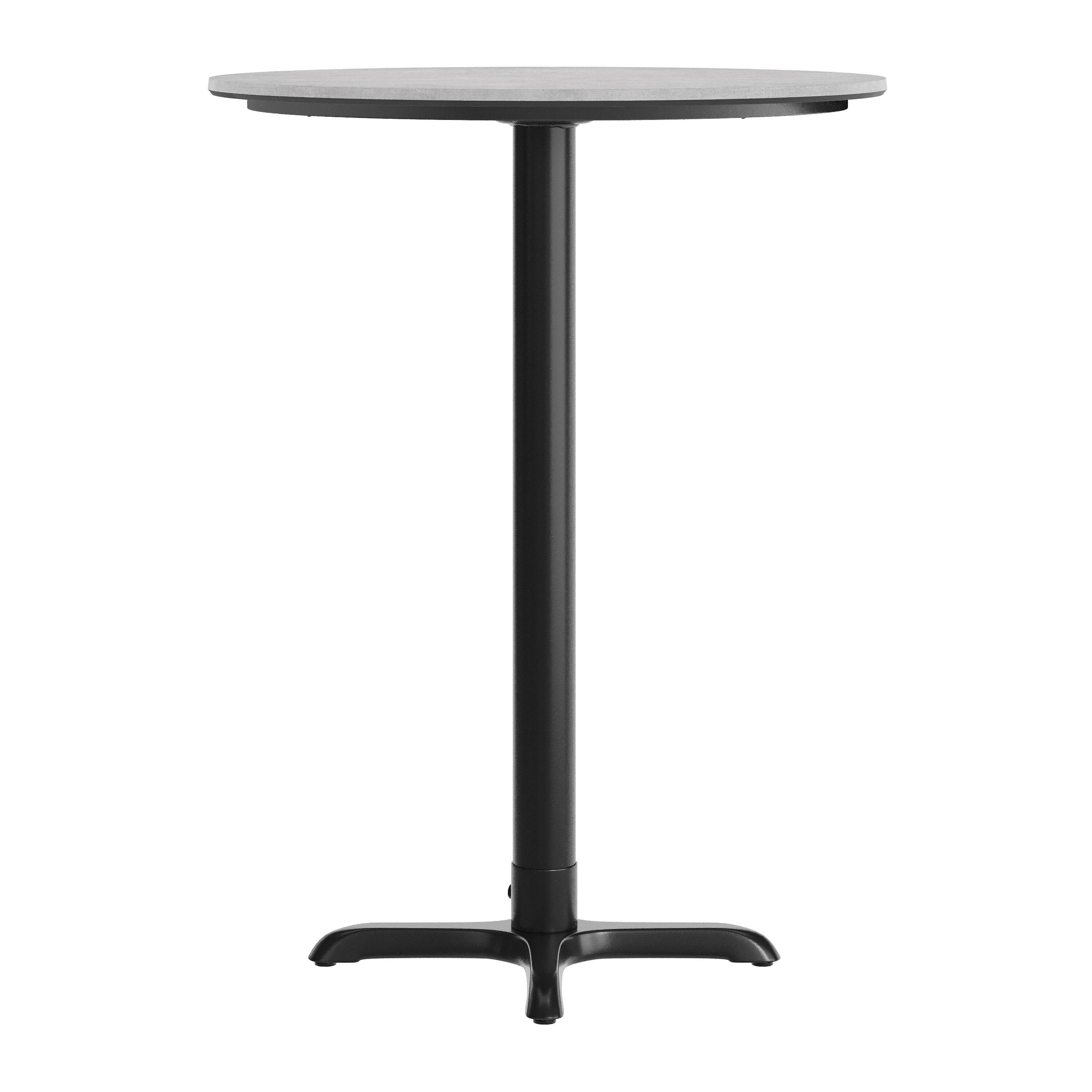 Alt View 7. Emma + Oliver - PureShield Tabletop with Seam-Free Surface Innovation and Bar Height Base - Gray Faux Concrete/Black Base.