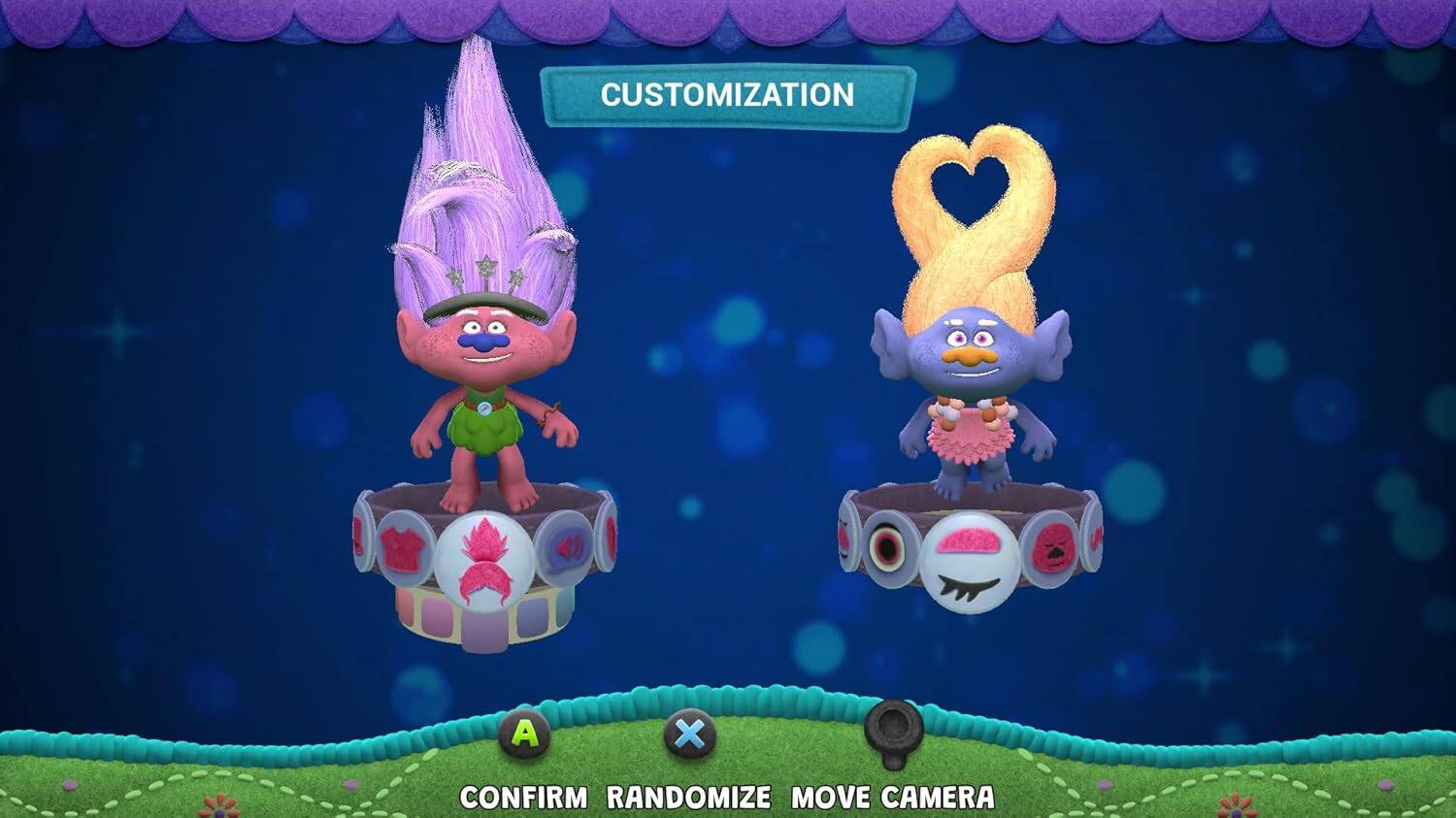 Customization: X CONFIRM RANDOMIZE MOVE CAMERA