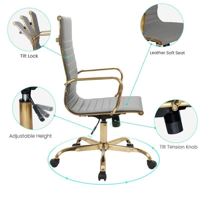 - Tilt Lock
- Leather Soft Seat
- Adjustable Height
- Tilt Tension Knob