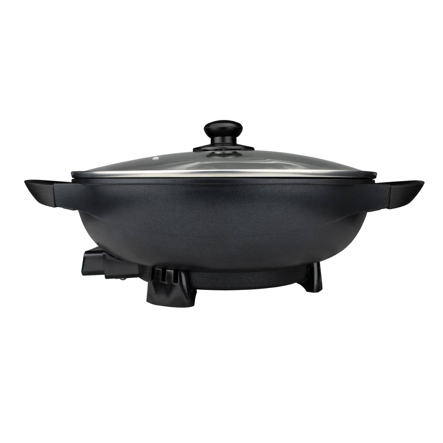 Front. Brentwood - Brentwood Sk-69bk 13-inch Non-stick Flat-bottom Electric Wok Skillet With Vented Glass Lid - black.