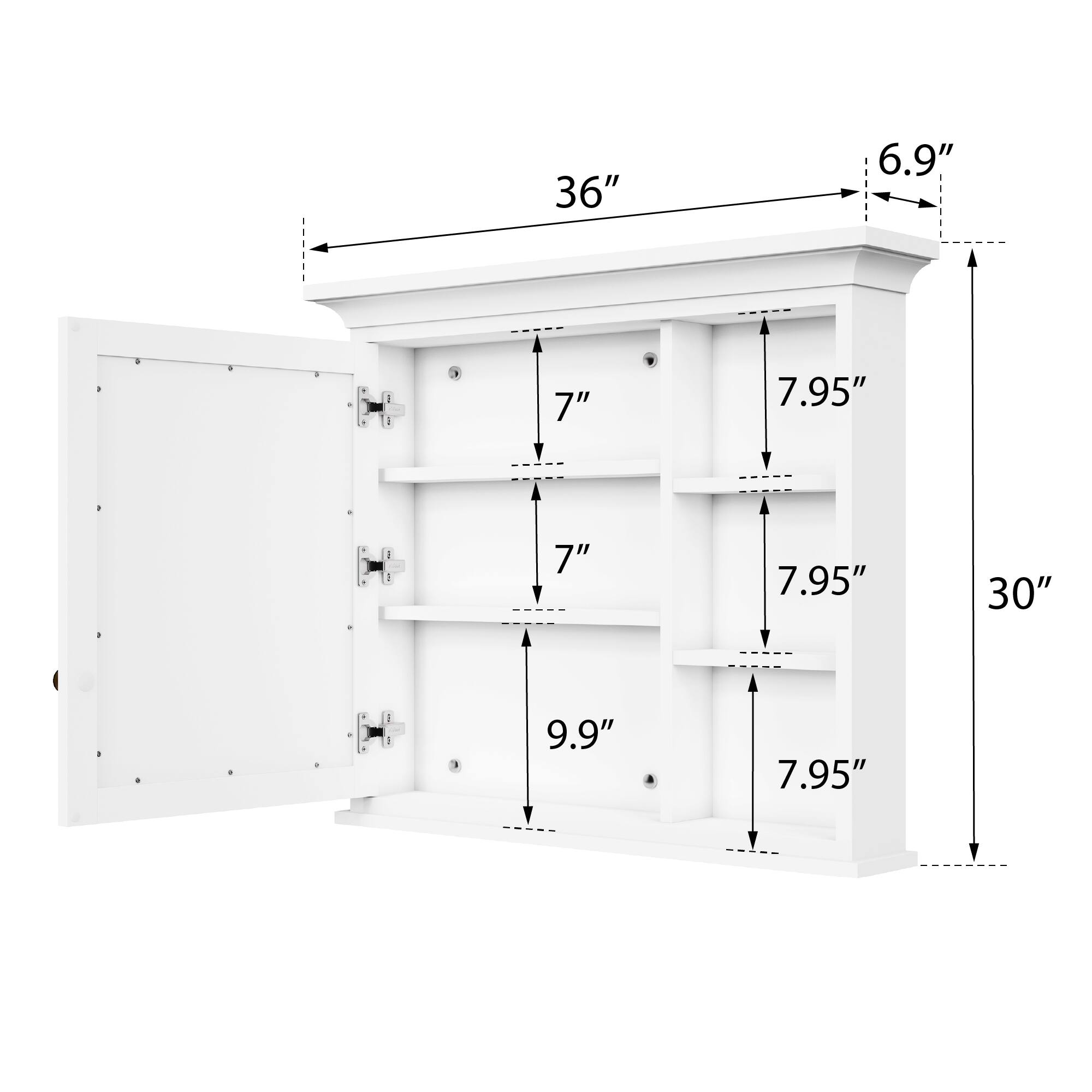36" x 6.9" x 7" x 7.95" x 30" x 9.9" x 7.95"