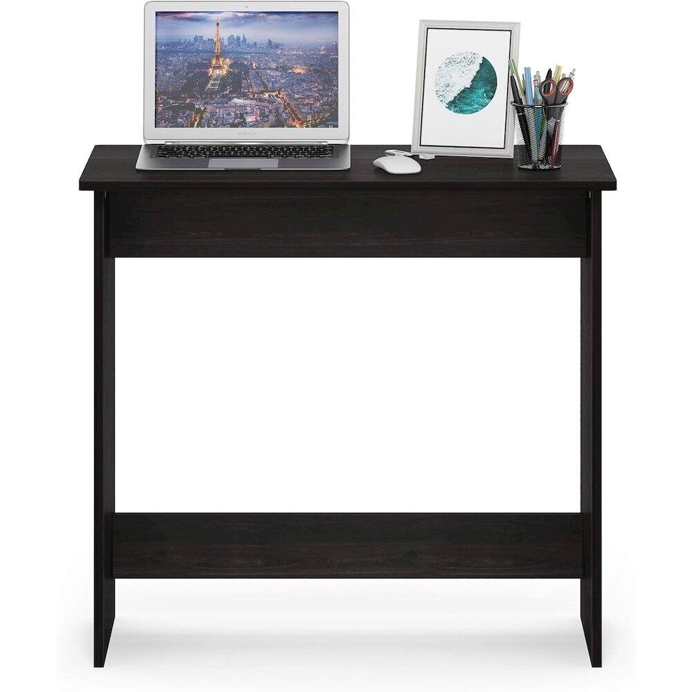 Alt View 2. FurniFact - Black Wooden Office Desk with Storage, Writing Desk and Study Desk Design - Espresso.