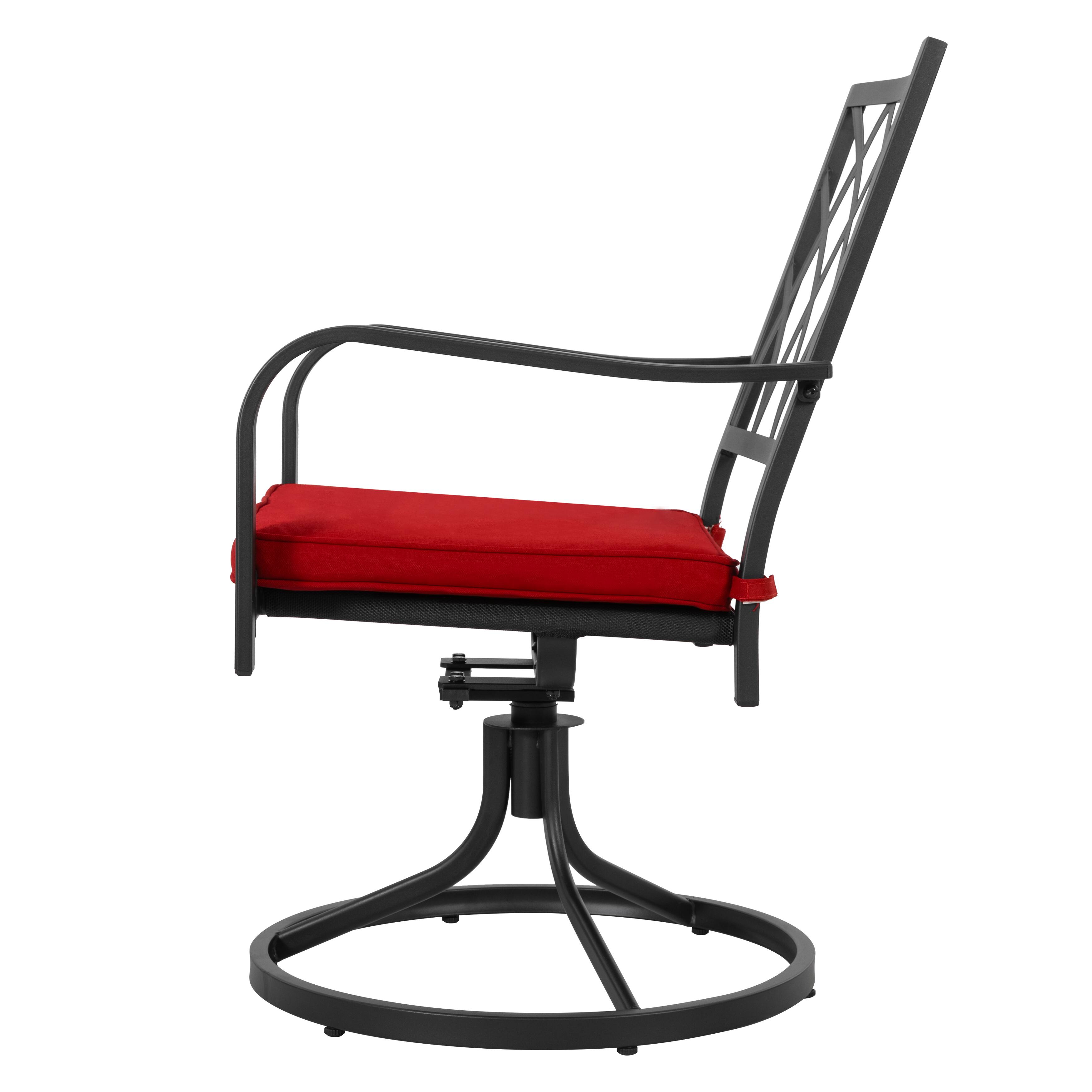 Alt View 7. Nuu Garden - Patio 2-Piece Dining Chairs, Outdoor Swivel Chairs with Cushions - Black and Red.
