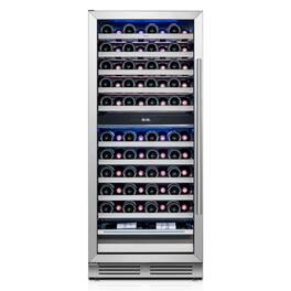 Yeego - 24" Wine Cooler Refrigerator Dual Zone, 89 Bottle , Freestanding & Built-in,2 LED for Home Bar - Stainless Steel