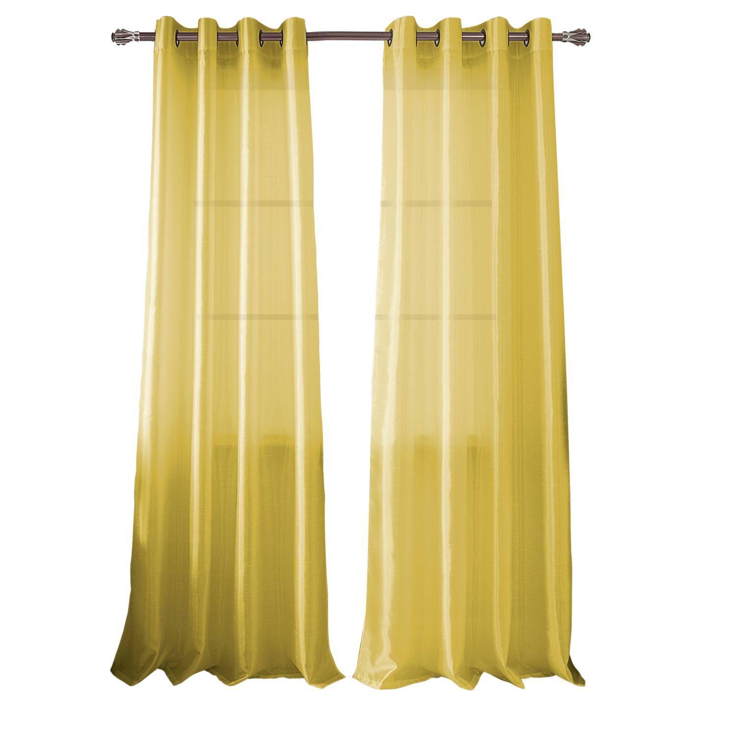 Front. RT Designers Collection - RT Designer Collection Nancy Grommet Luxurious Modern Design Curtain Panel 54" x 95" Neon Yellow - Neon Yellow.