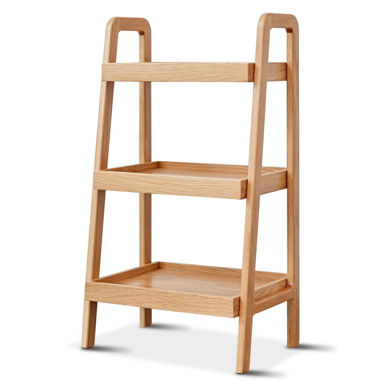 Alt View 4. Bestier - 3-Tier Beech Solid Wood Ladder Bookshelf Storage Rack for Entryway, Living Room, Bedroom, Natural Wood - Natural Wood.
