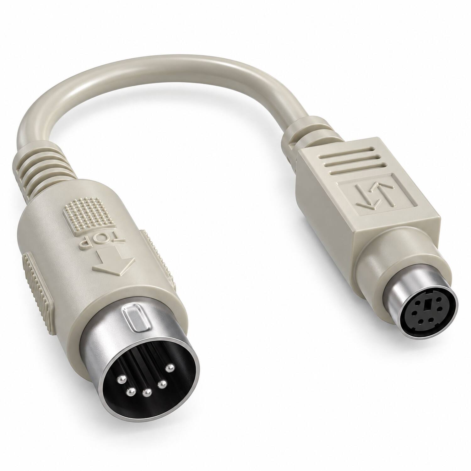 Front. Sanoxy - 6" DIN5 Male to Mini-DIN6 Female AT to PS/2 Keyboard Adapter Cable - Beige.