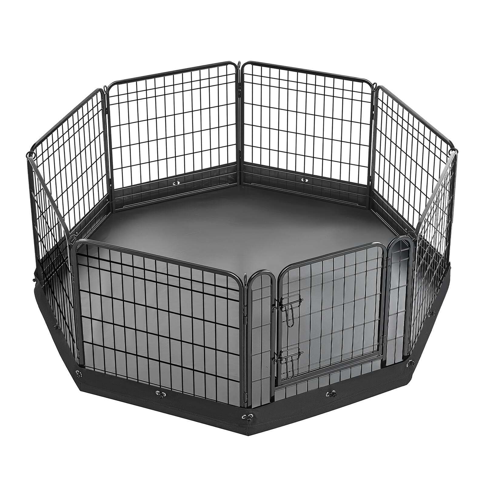 Alt View 5. VEVOR - Dog Playpen 24 Inch 8 Panels Foldable Exercise Pen with Bottom Pad, Indoor Metal Pet Fence with Door - Black.
