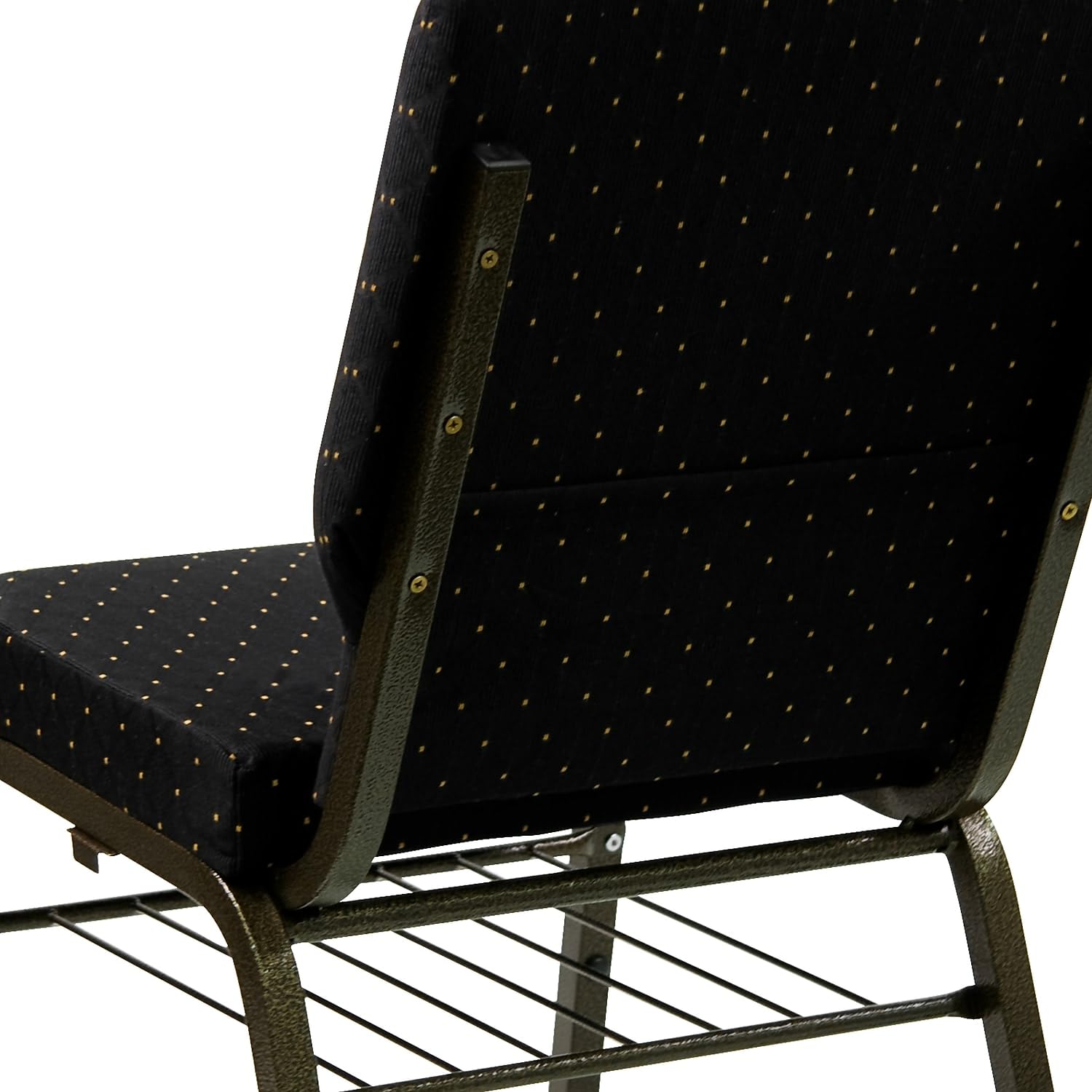 Alt View 2. JETRANSPORT - Hercules Series 18.5''w Church Chair In Black Dot Patterned Fabric With Book Rack - Vein Frame Provide - Purple Fabric/Gold Vein Frame Set of 1.