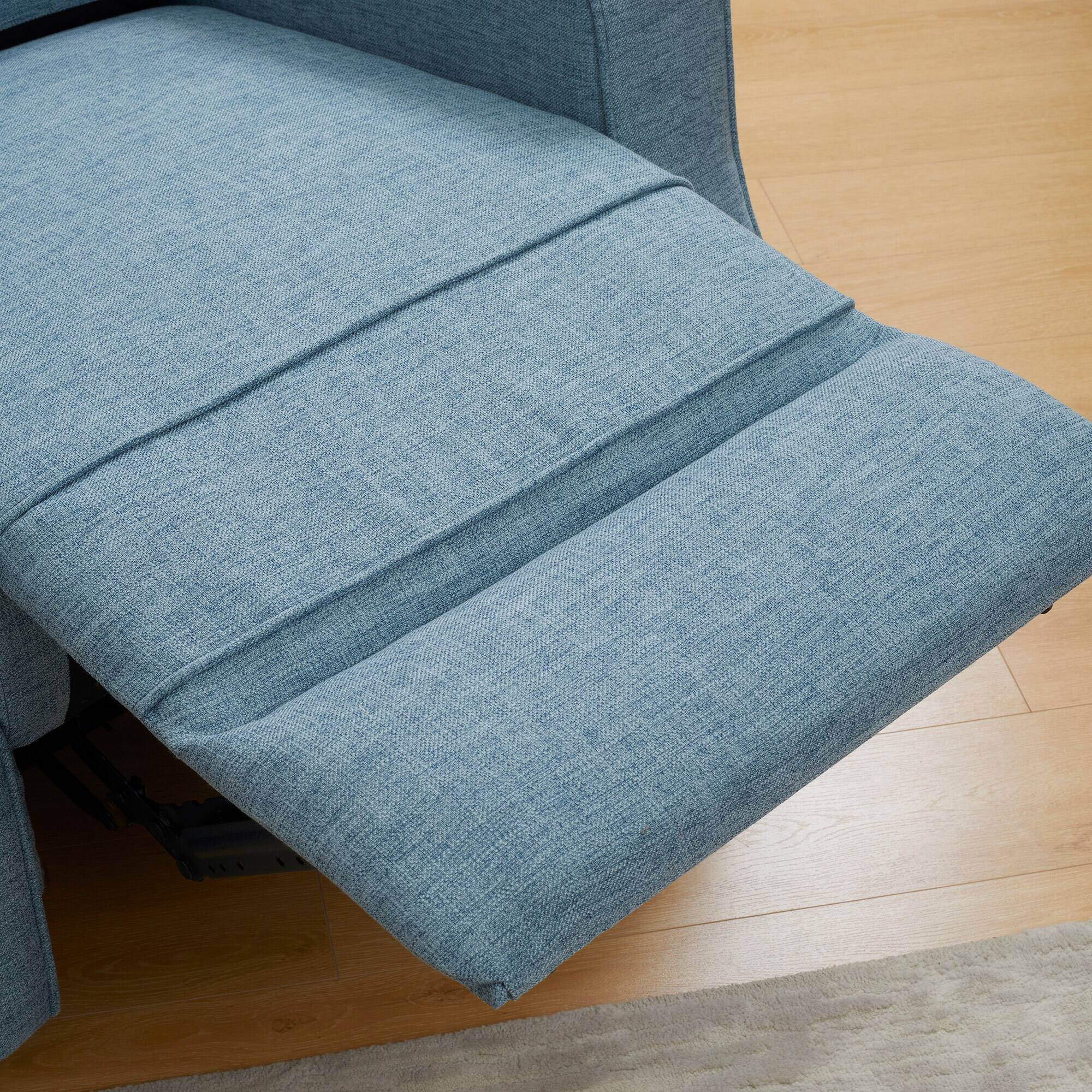 Alt View 4. Homcom - Electric Power Recliner, Wall Hugger Armchair with USB Charging Station, Sofa Recliner with Linen Upholstered Seat - Blue.