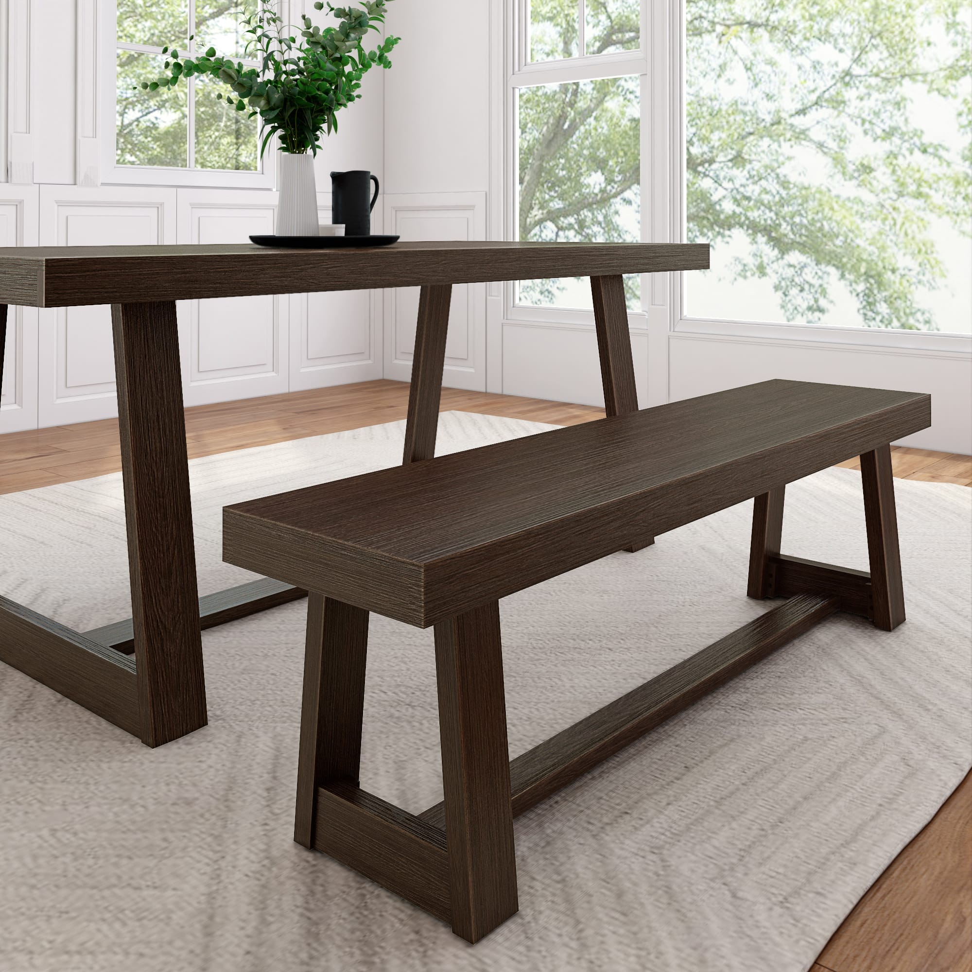 Plank+Beam - Classic Dining Bench - Walnut Wirebrush