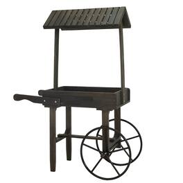 Sunnydaze - Rustic, Vintage Flower Cart Display Stand with Wheels - Gray