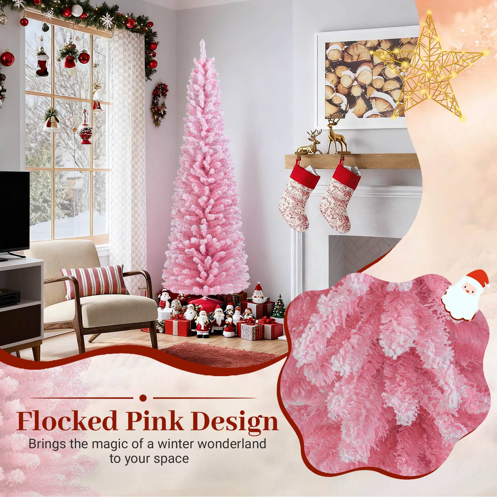 Flocked Pink Design  
Brings the magic of a winter wonderland to your space
