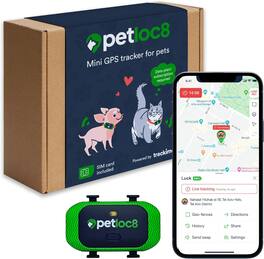 PetLoc8 - Mini GPS Tracker for Pets – Real-Time Location Tracking, Waterproof, Long Battery Life, iOS & Android Compatible - Blue / Green