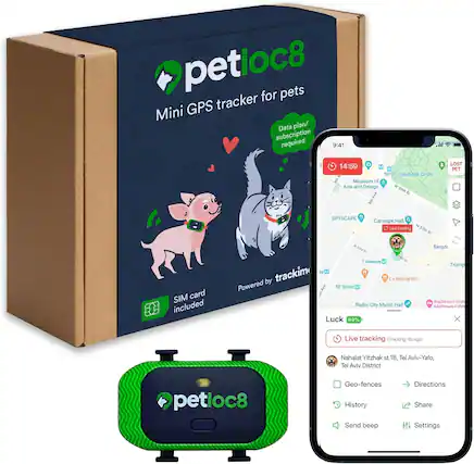 petloc8 Mini GPS tracker for pets
Data plan/subscription required
SIM card included
Powered by trackingim
LOST PET
Live tracking (Tracking 4s ago)
Nahalat Yitzhak st.18, Tel Aviv-Yafo, Tel Aviv District
Geo-fences
History
Directions
Share
Send beep
Settings
Luck 99%