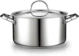 Cooks Standard - Induction Deep Cookware 6 Qt S/S Stock Pot with Lid Heavy Duty Thick Bottom for Pasta, Soups,and Small Family Meals - Stainless Steel