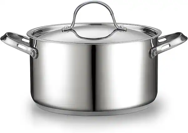 Front. Cooks Standard - Induction Deep Cookware 6 Qt S/S Stock Pot with Lid Heavy Duty Thick Bottom for Pasta, Soups,and Small Family Meals - stainless steel.