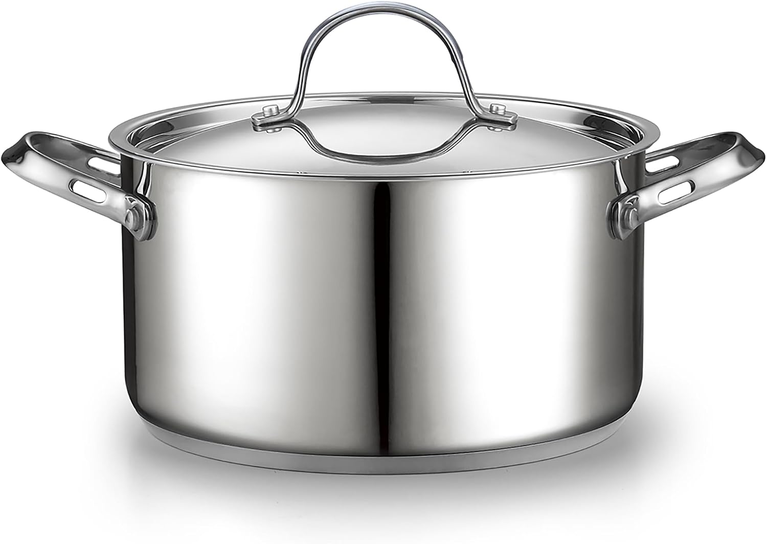 Front. Cooks Standard - Induction Deep Cookware 6 Qt S/S Stock Pot with Lid Heavy Duty Thick Bottom for Pasta, Soups,and Small Family Meals - stainless steel.