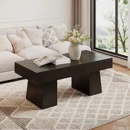 Tribesigns - Coffee Table with Engineered Wood Construction, Adjustable Feet and Rectangular Top for Living Room - Black