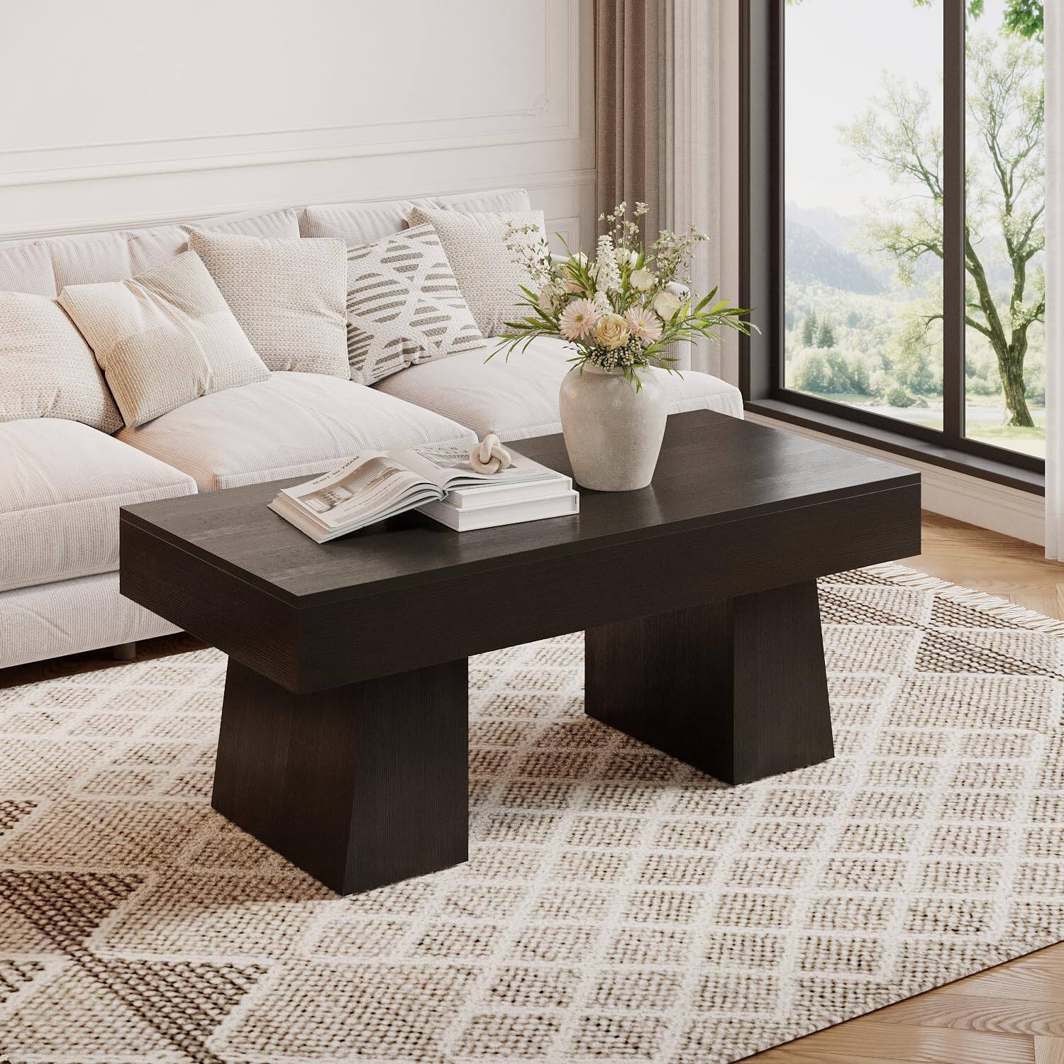 Tribesigns Coffee Table with Engineered Wood Construction, Adjustable ...