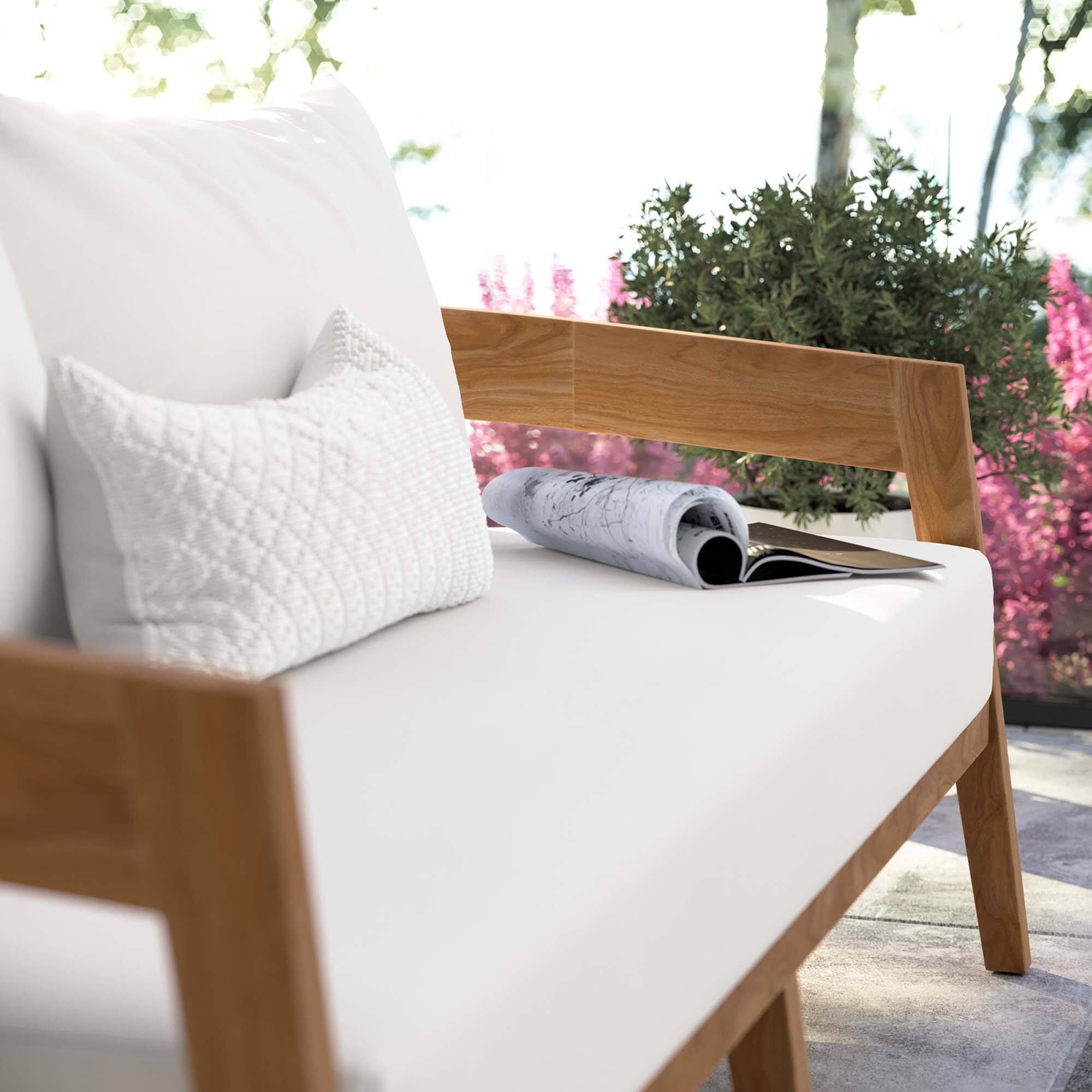 Back. Modway - Brisbane Teak Wood Outdoor Patio Loveseat by Modway - Natural White.