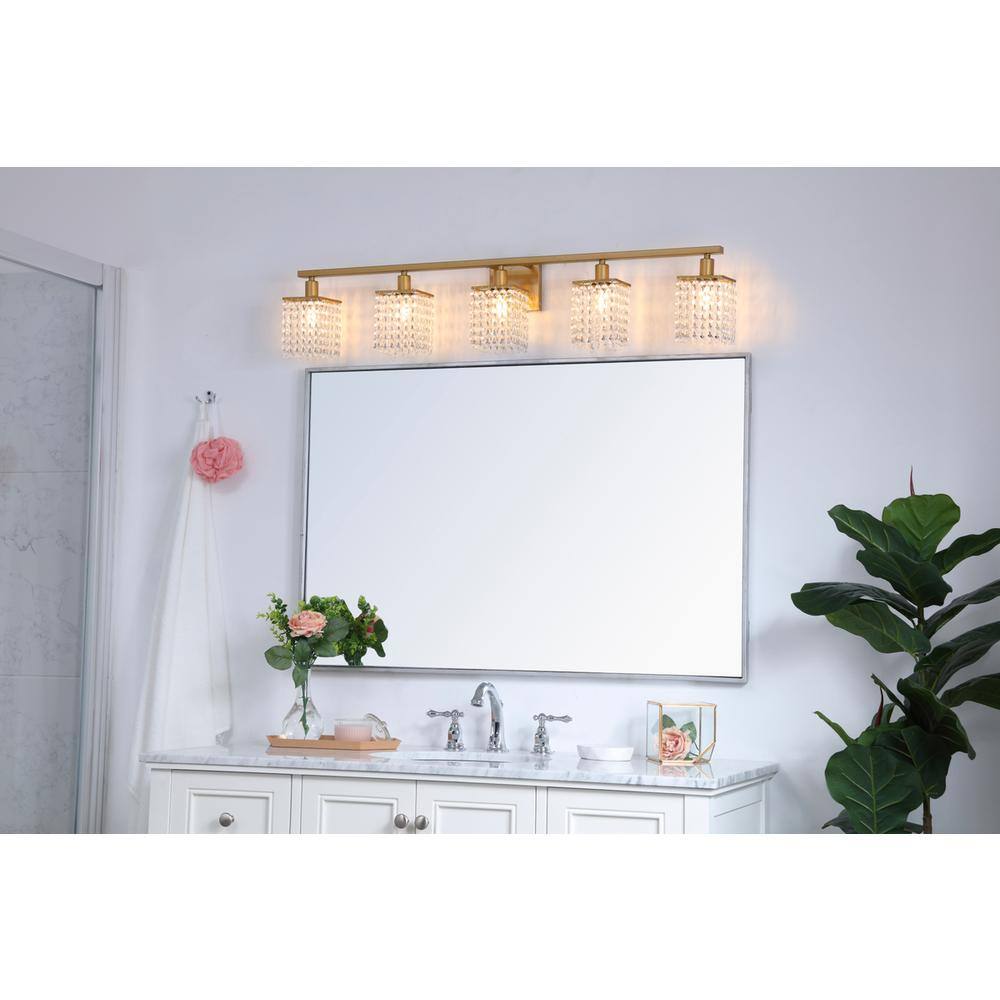 Angle. Living District - Phineas 5 light Brass and Clear Crystals wall sconce - Brass And Clear Crystals.